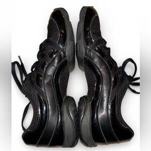 BLOCH BLACK JAZZ DANCE SHOES Practice, Leather & Mesh Lace-up, Split Sole. 9 EUC